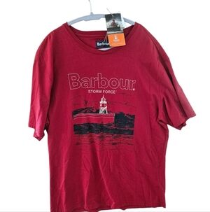 Barbour Red 'Storm Force' Lighthouse Graphic Tee Nwt Xxl CL0052